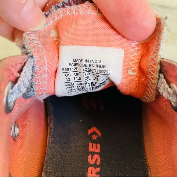 Kids Converse All Star Blue Glitter Low Top Sneakers - Picture 9 of 11